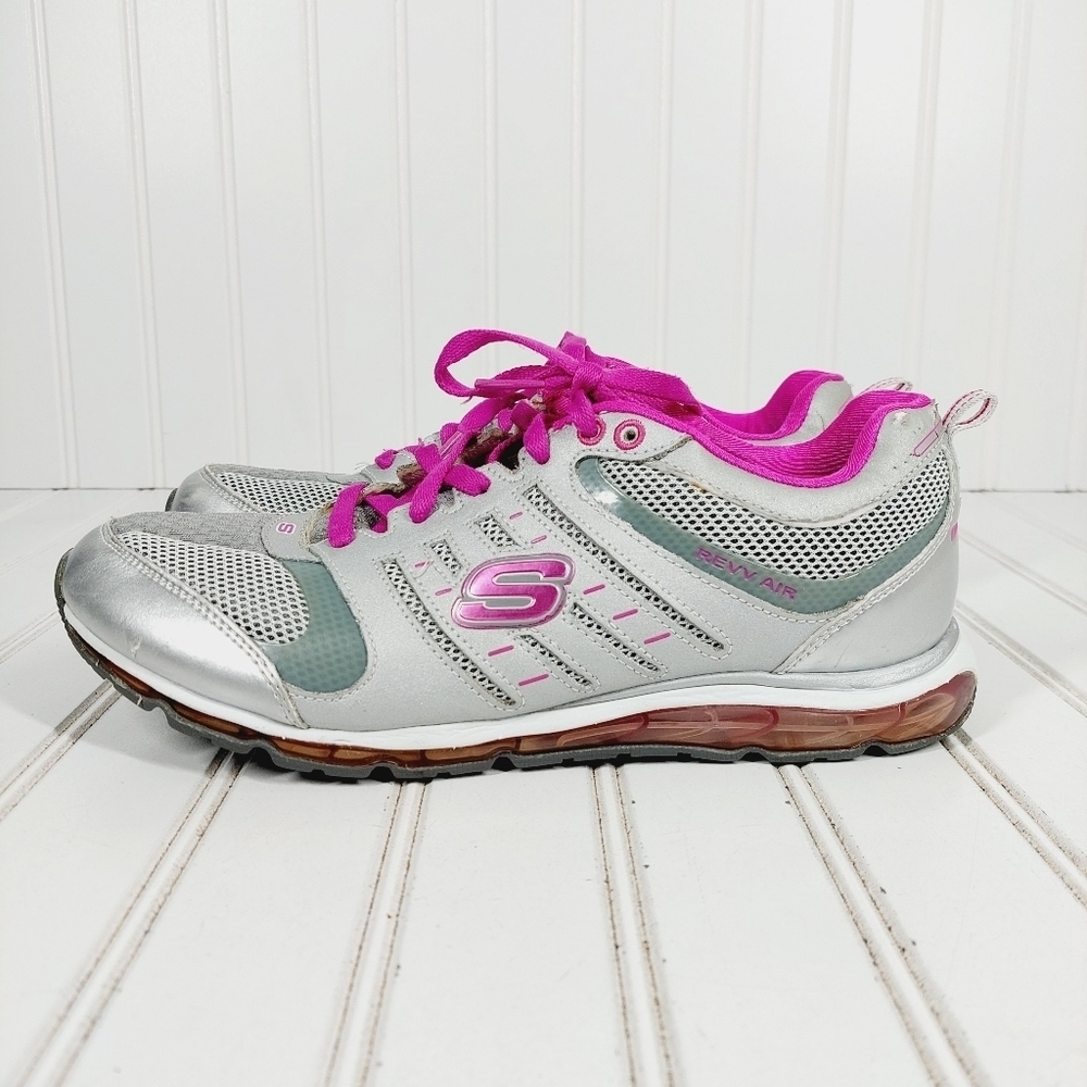 Skechers Women's Rev Air Gray and Pink Running Shoes Athleisure Sneakers C333